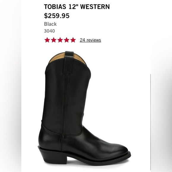 NWT JUSTIN Tobias 12" TALL WESTERN Men's western boot black - Picture 2 of 15